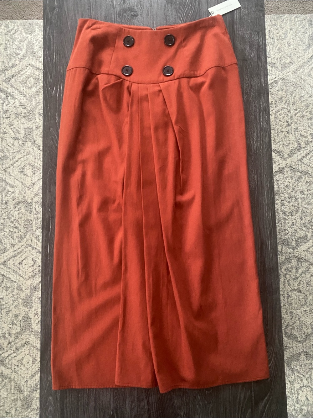 Anthropologie Bronze Button-Accent Midi Skirt